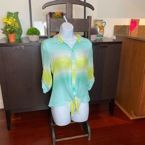 Ombré Button Down Top - Picture 3 of 16